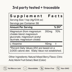 Moon Juice Magnesi-om Berry Jar mixing in glass with liquid for quick prep