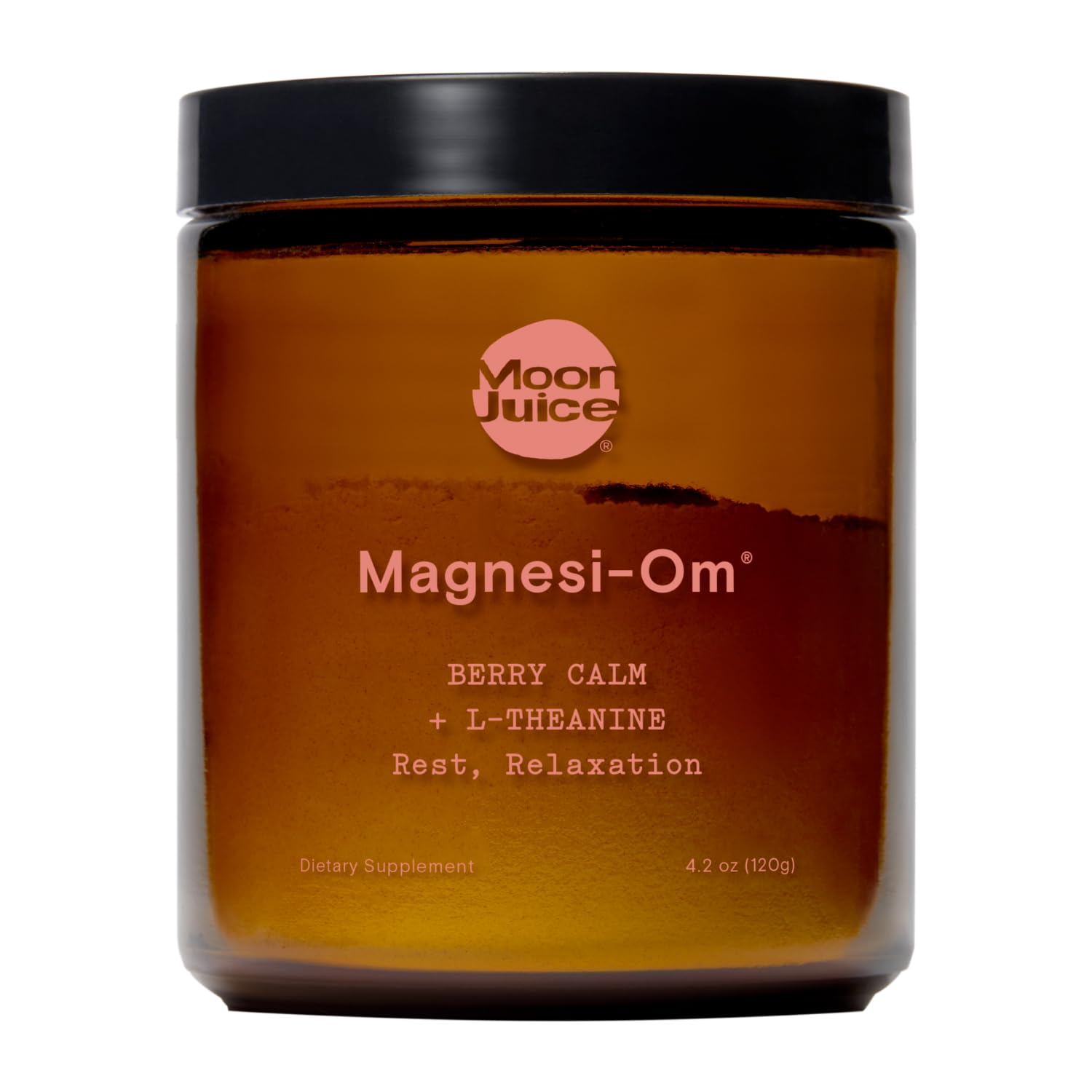 Moon Juice Magnesi-Om bottle pour showing calm evening ambiance