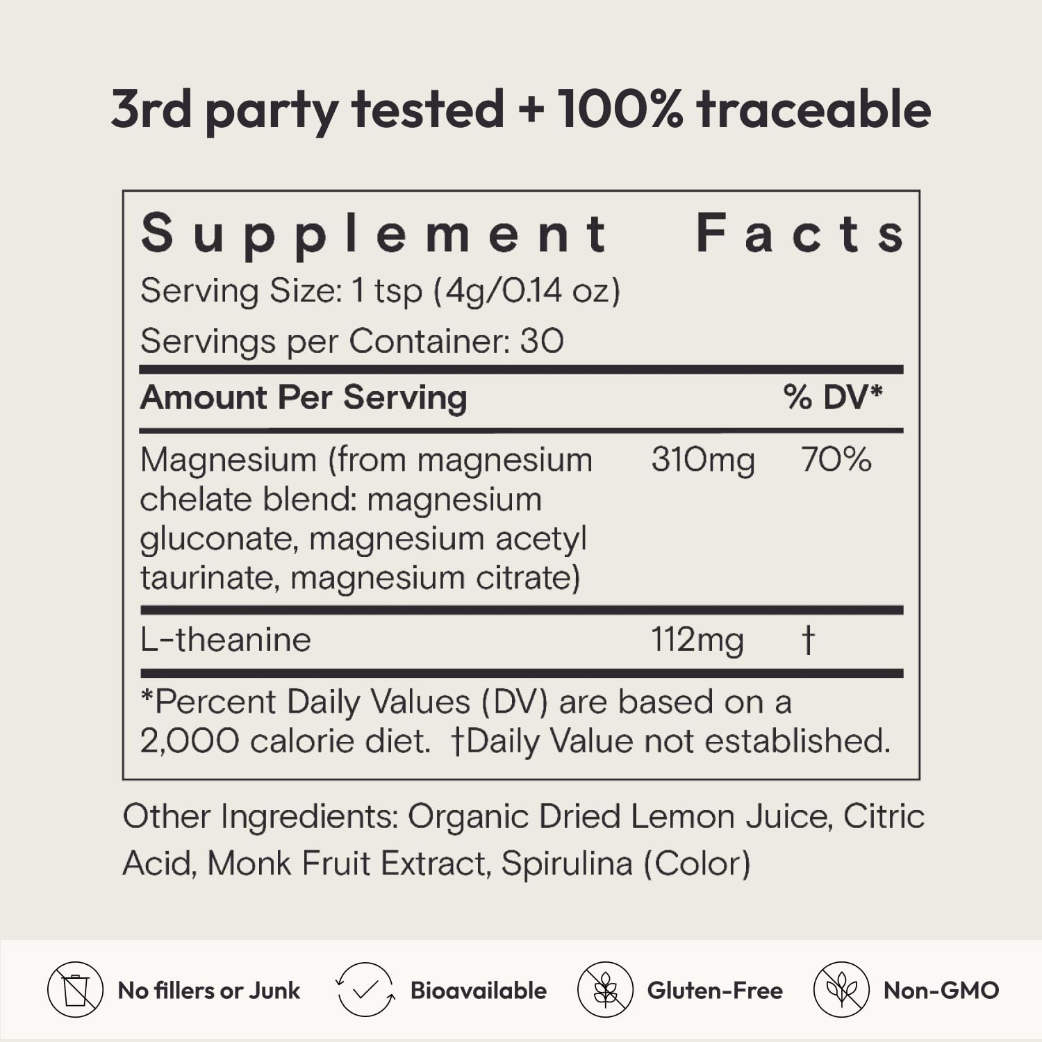 Moon Juice Magnesi-Om ingredient icons indicating vegan and non-GMO.