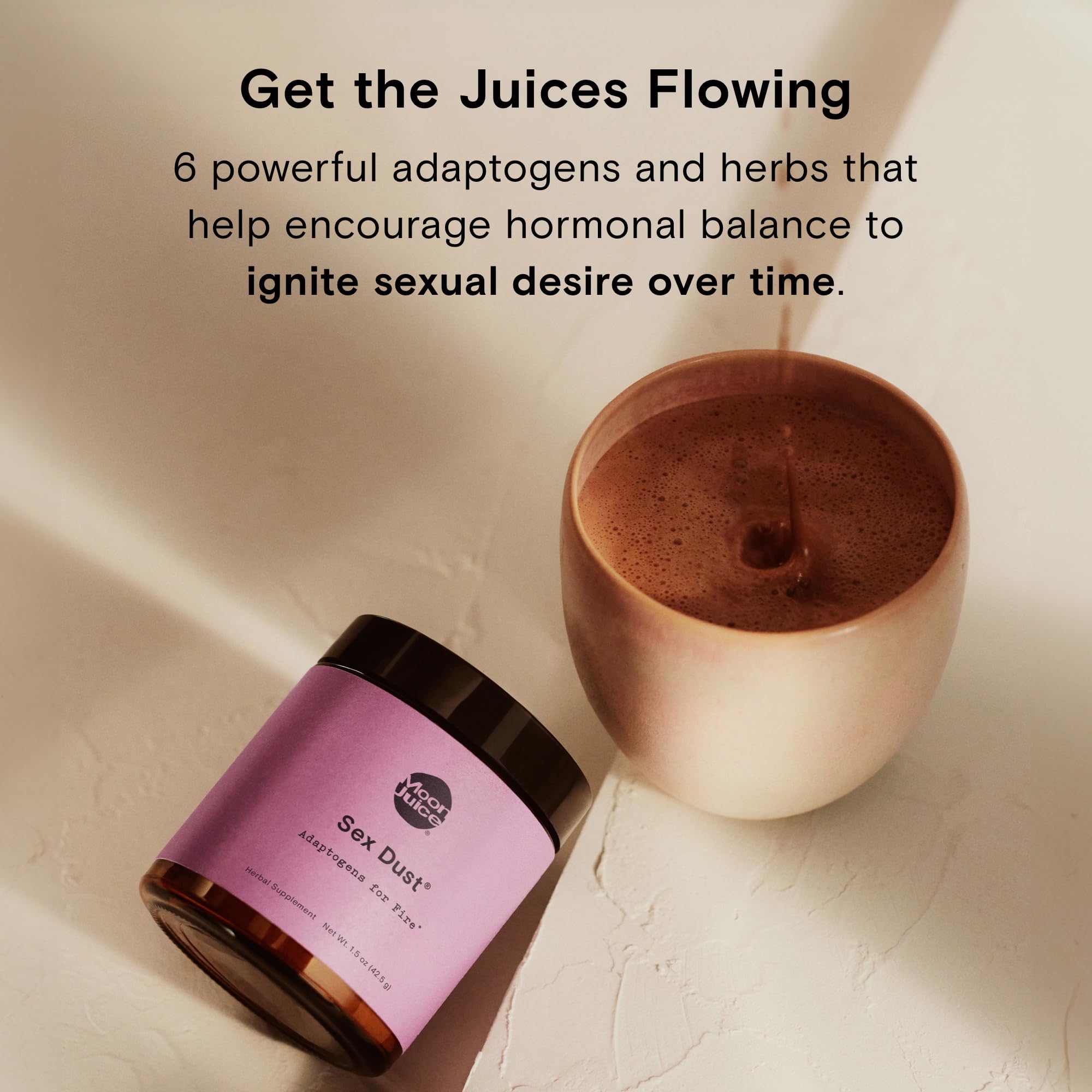Moon Juice Sex Dust in a coffee mug suggests morning compatibility.