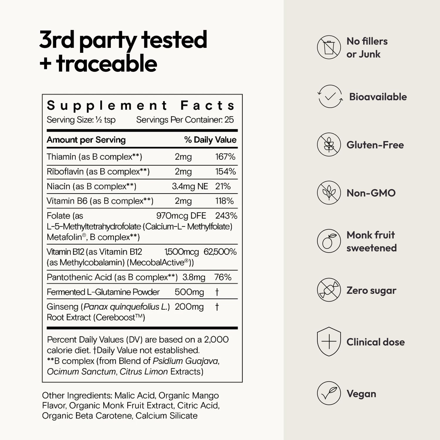 Moon Juice Ting label detail emphasizing caffeine-free energy and digestion support.
