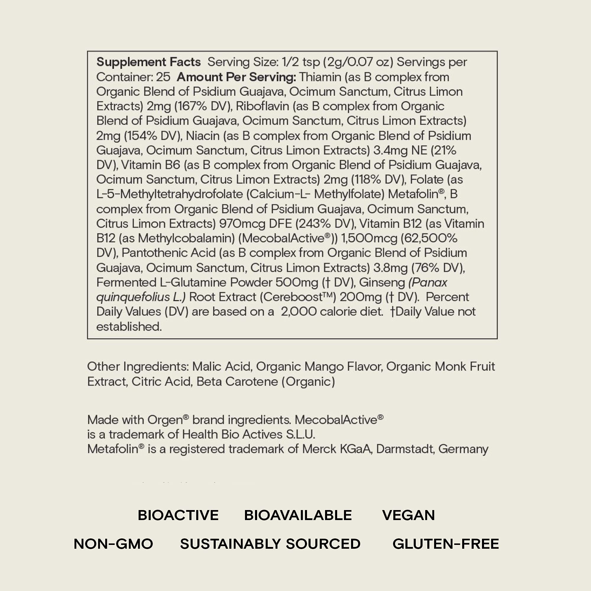 Organic Tulsi and Guava sources in Ting Mango B Complex