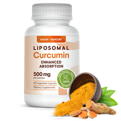 Moon + Mercury liposomal turmeric curcumin 500mg bottle with 60 capsules
