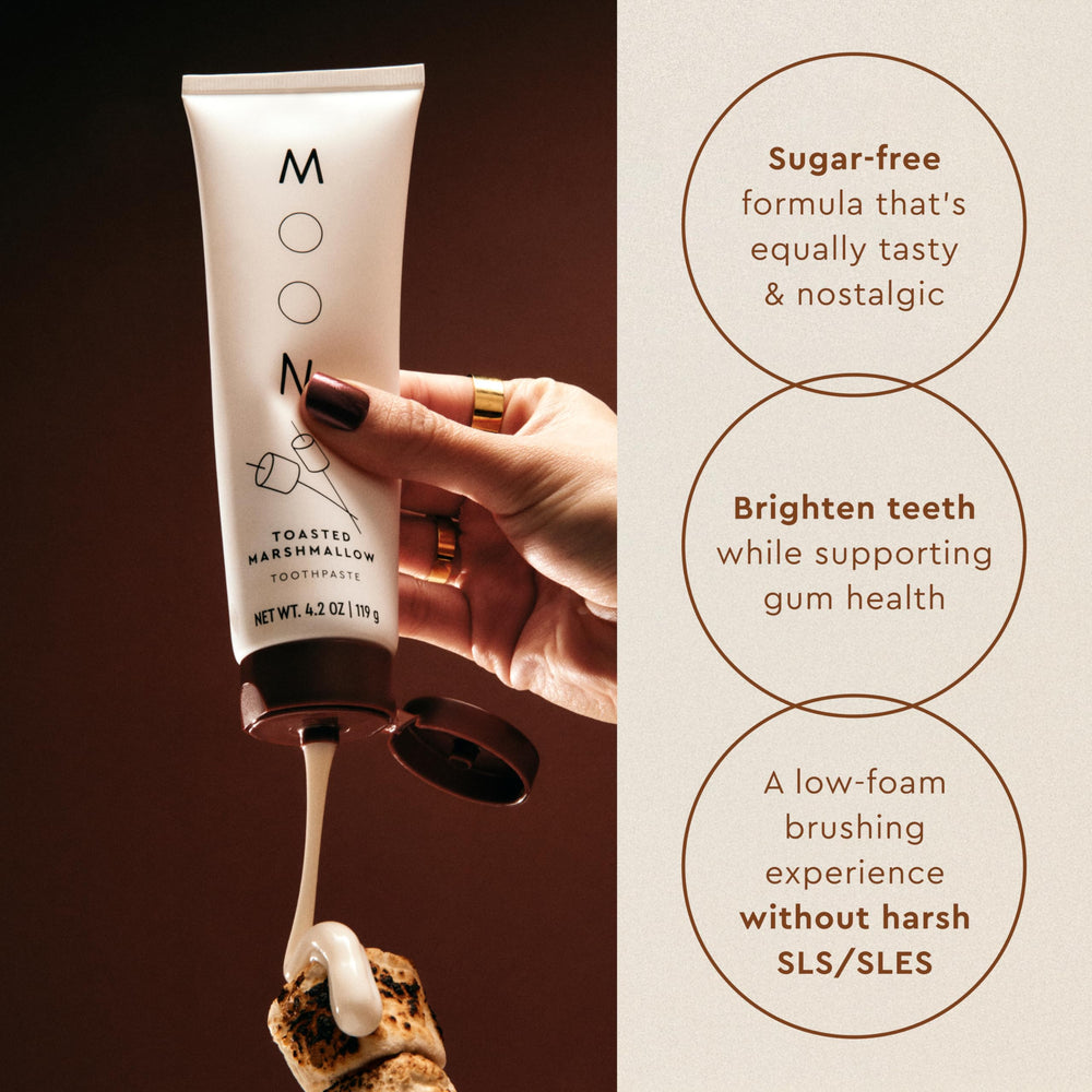 Toasted marshmallow toothpaste swatch showing texture