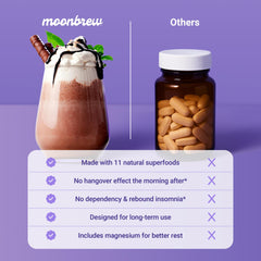 MoonBrew prepared hot coconut chocolate nighttime drink
