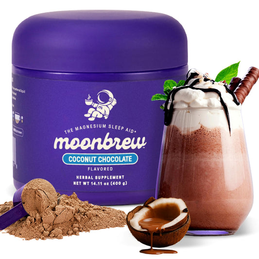 MoonBrew Nighttime Magnesium Coconut Chocolate jar label