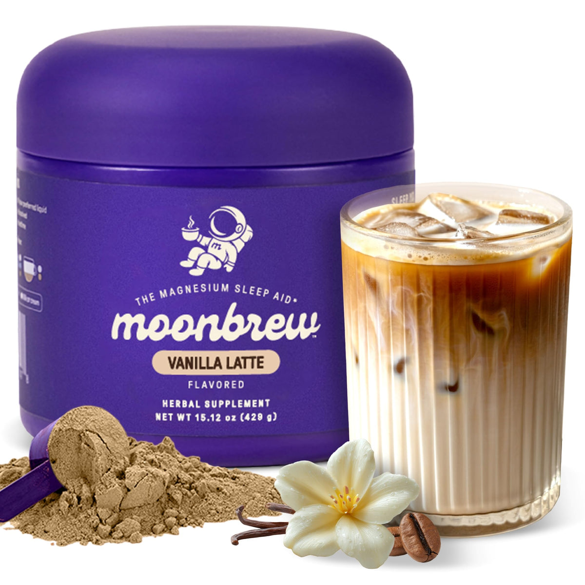 MoonBrew Nighttime Magnesium Vanilla Latte jar