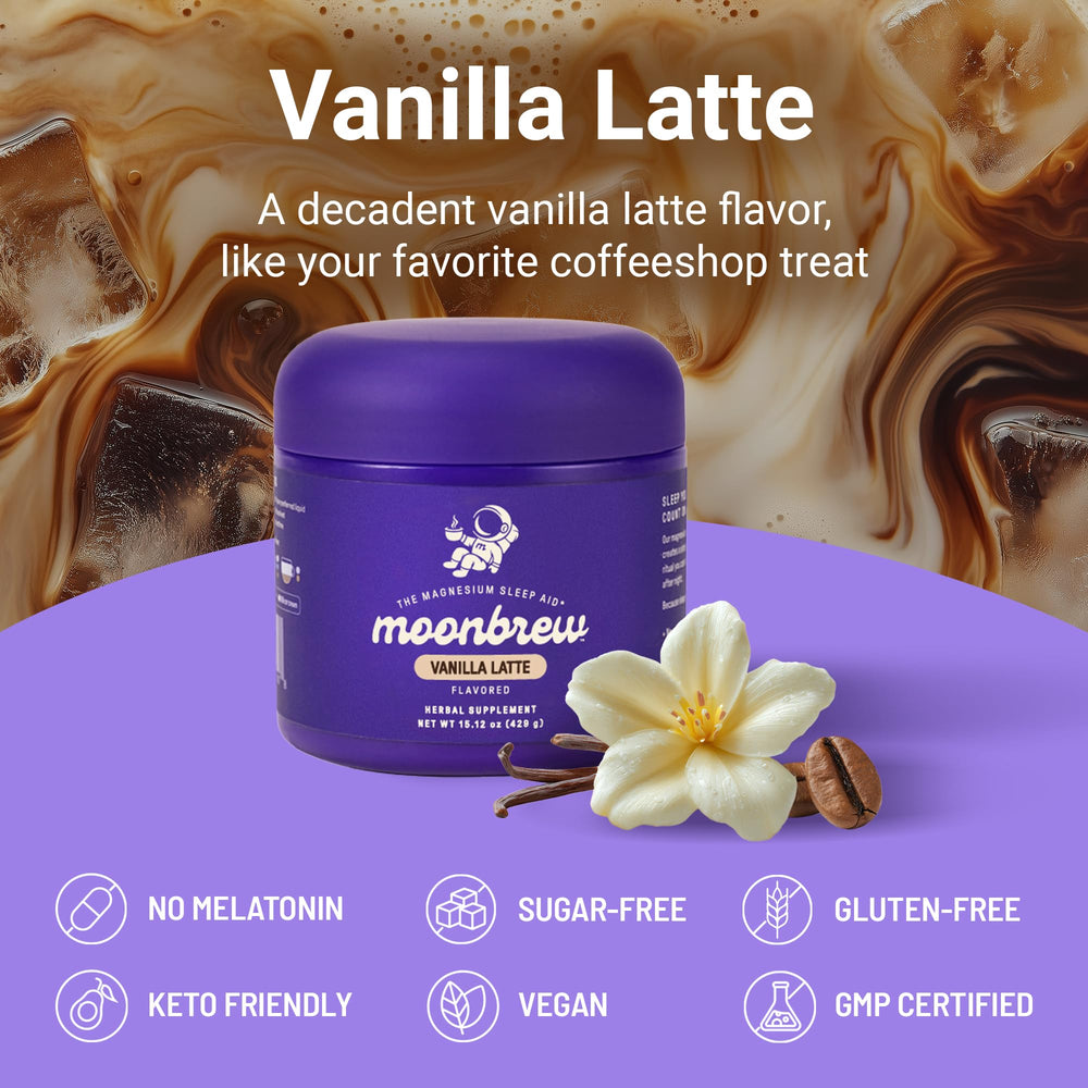Prepared MoonBrew Vanilla Latte drink served in glass