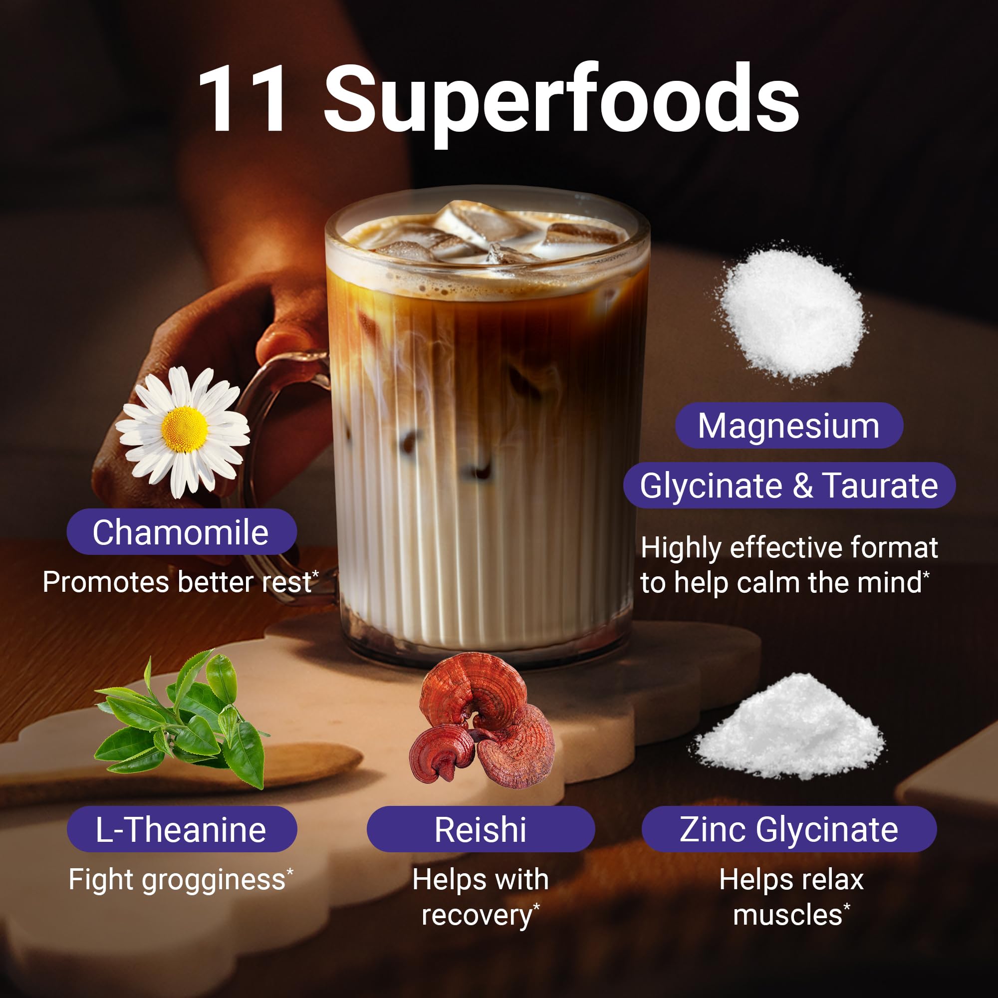 Gluten-free MoonBrew night-time drink powder with vanilla latte