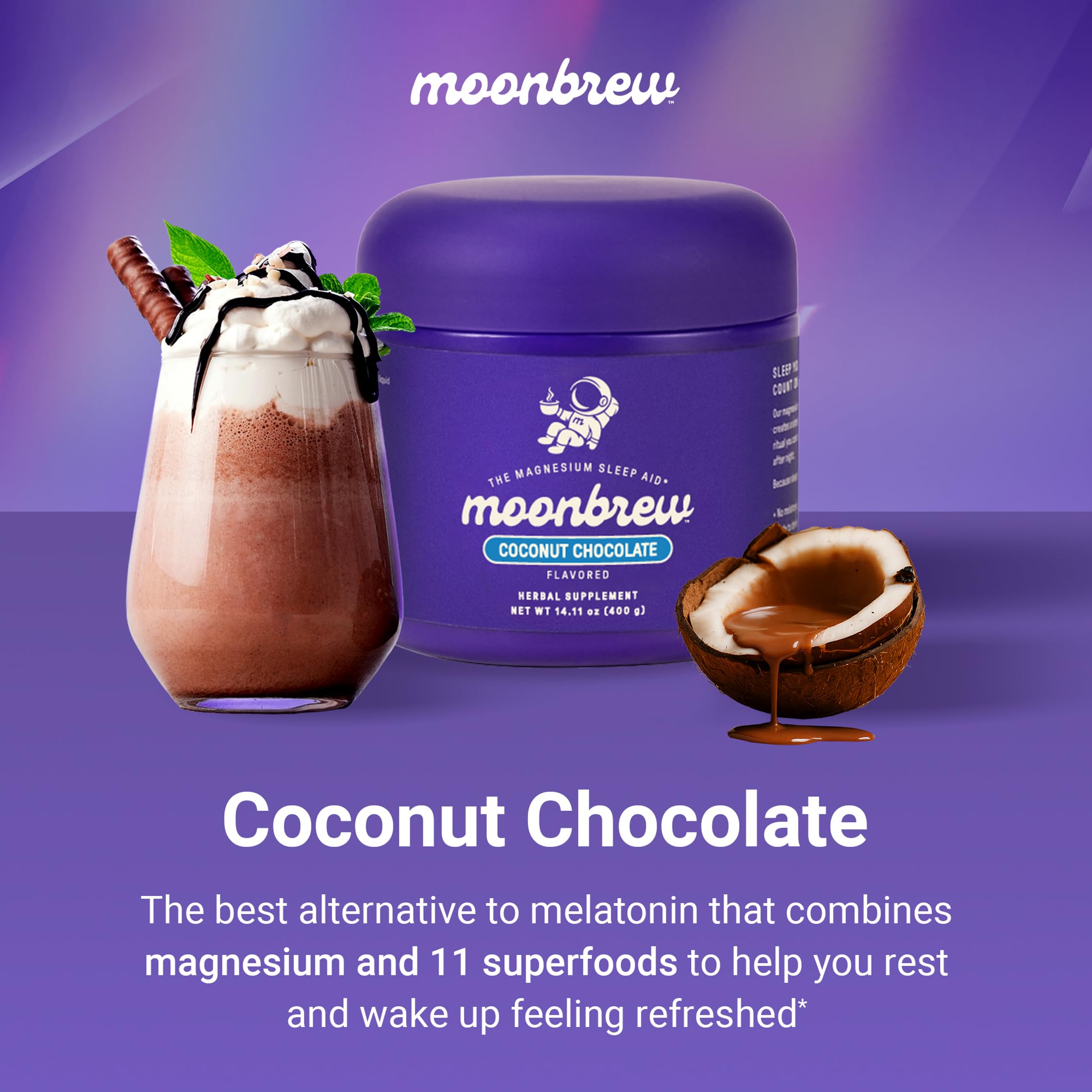 MoonBrew being mixed with milk or water for a beverage