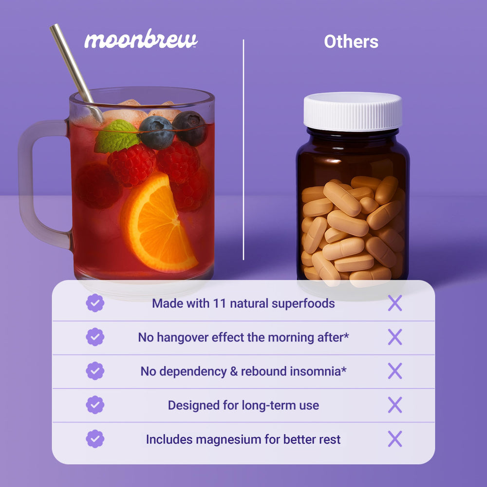 MoonBrew sugar-free vegan formula label appealing to keto and gluten-free shoppers.