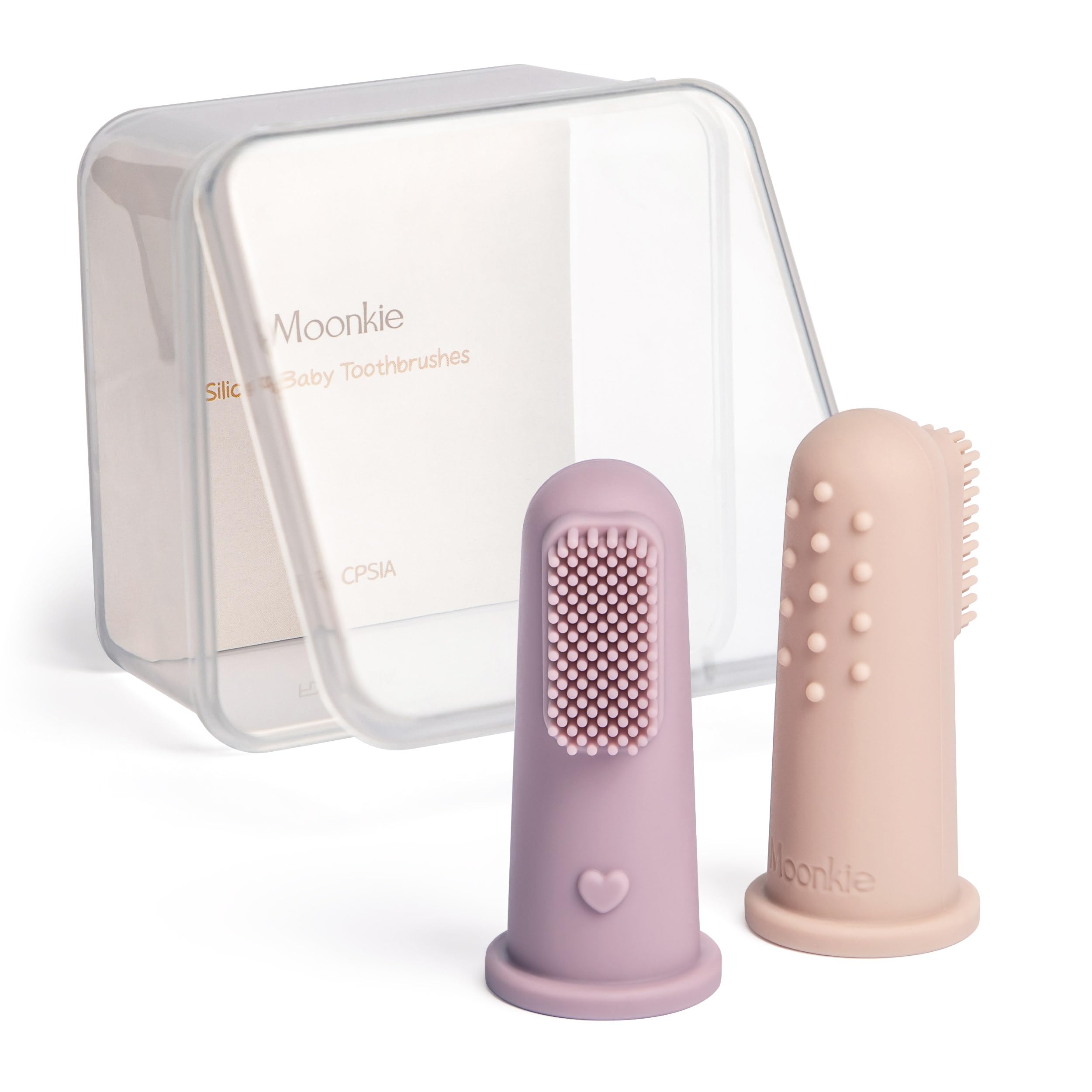 Moonkie Baby Finger Toothbrush Kit in Blush and Pale Mauve - packaging