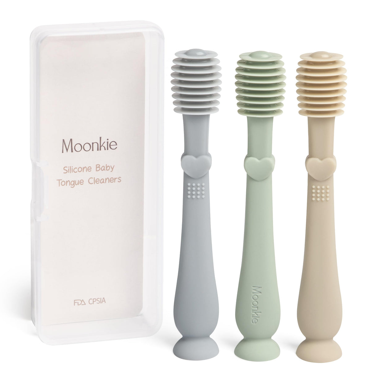 Moonkie Baby Tongue Cleaner Blue - front view