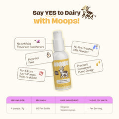 Moops lactase enzyme syrup 2oz Salted Caramel flavor with twist to lock pump
