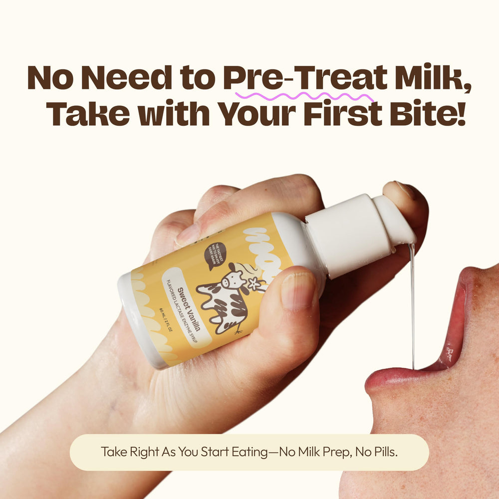 Moops lactase enzyme syrup 2oz Unflavored flavor with twist to lock pump