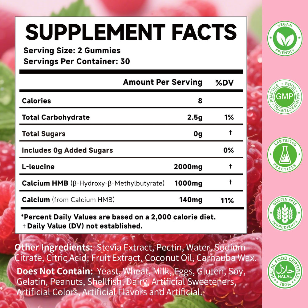 Close-up of MOORGUMY HMB & L-Leucine Gummies texture