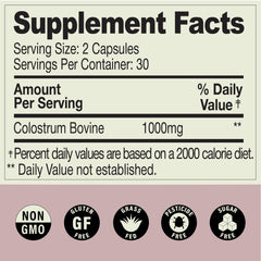 Nutrition highlights on MOOVE colostrum packaging (vitamins and minerals)
