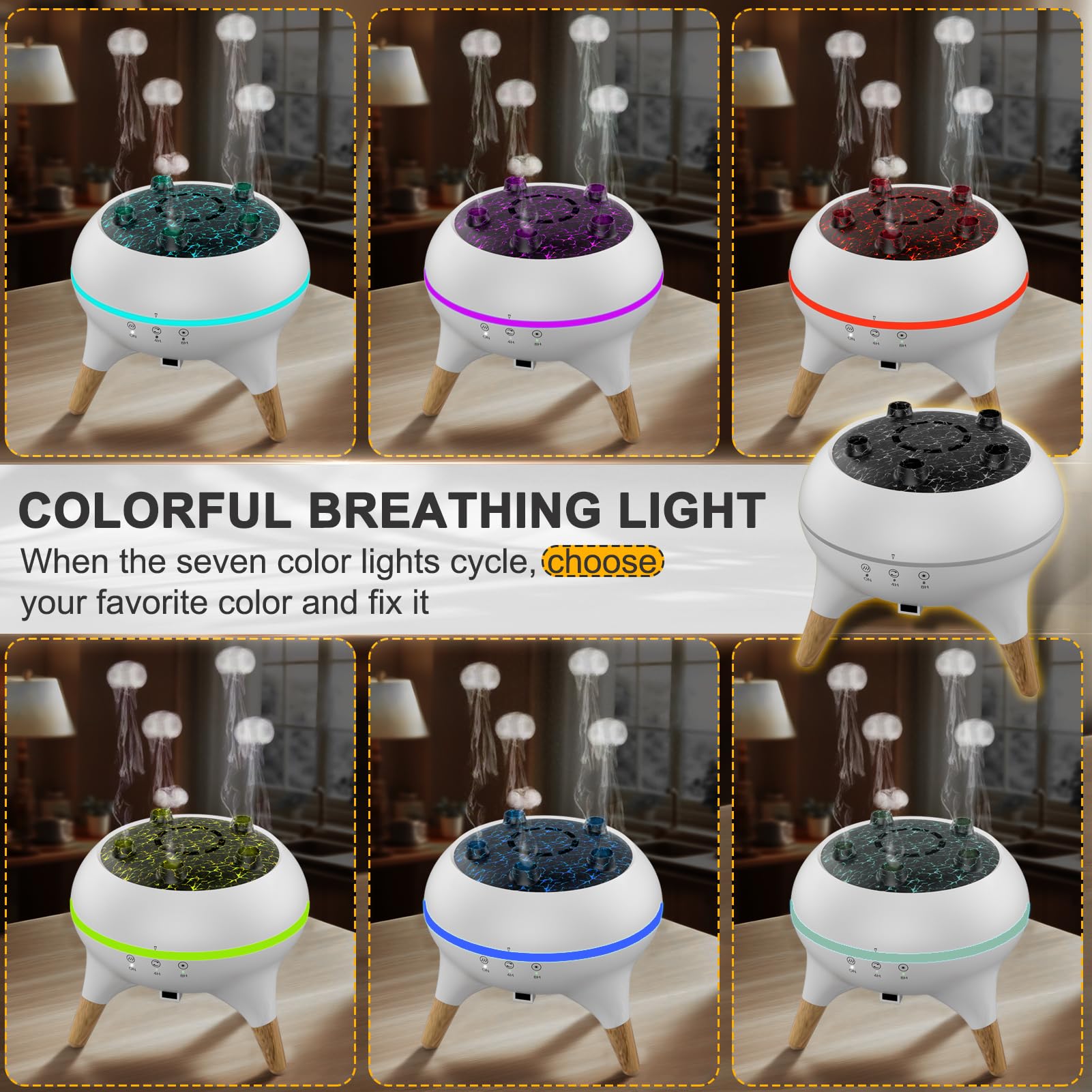 Diffuser glow with 7-color LED lights