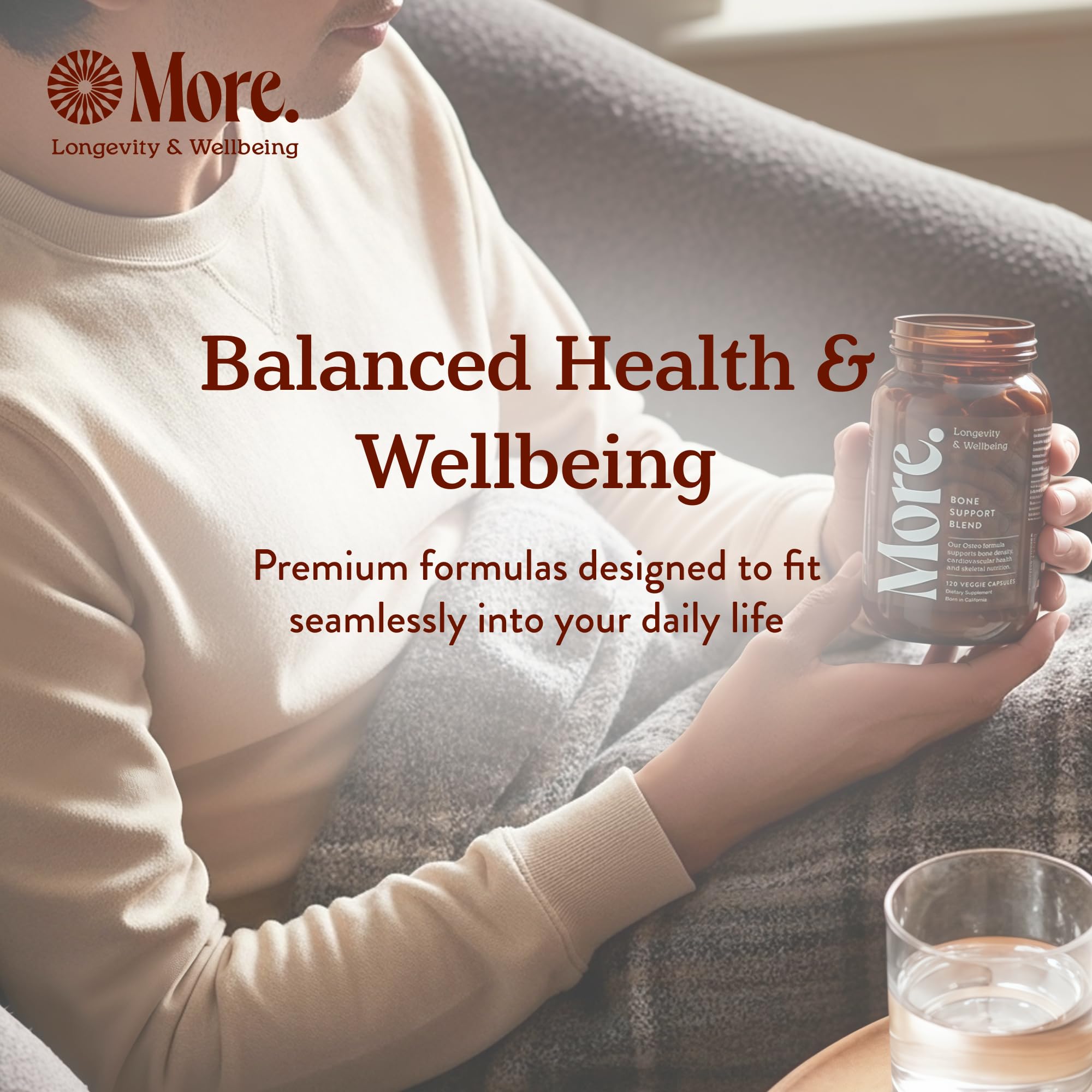 More. Longevity & Wellbeing brand logo with product title