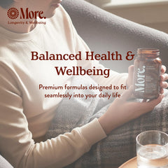 More. Longevity & Wellbeing brand logo with product title
