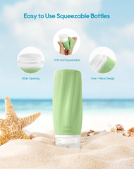 Morfone 3oz TSA-approved bottles ready for carry-on storage