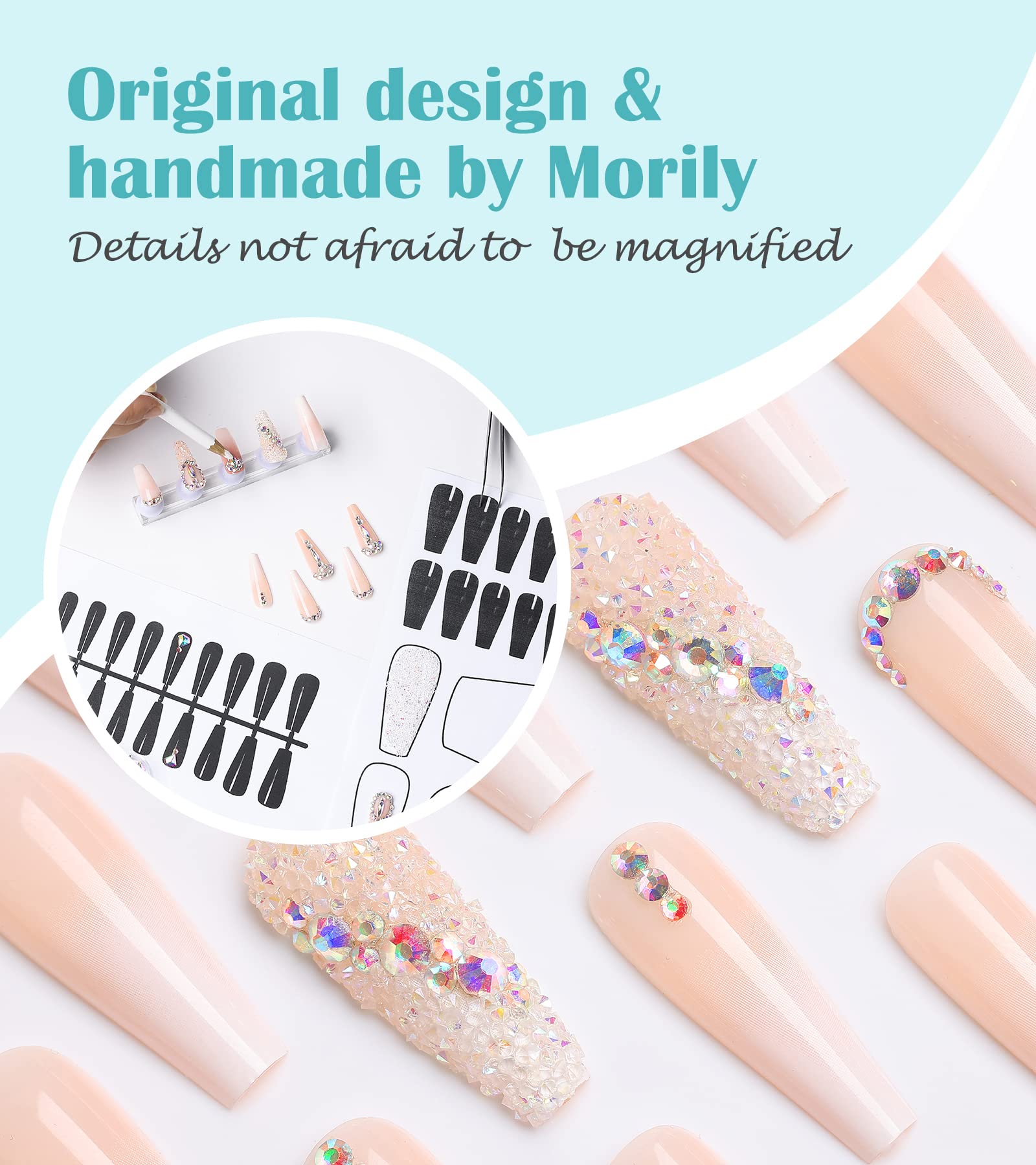 Morily coffin press-on nails set for a durable salon-like finish at home