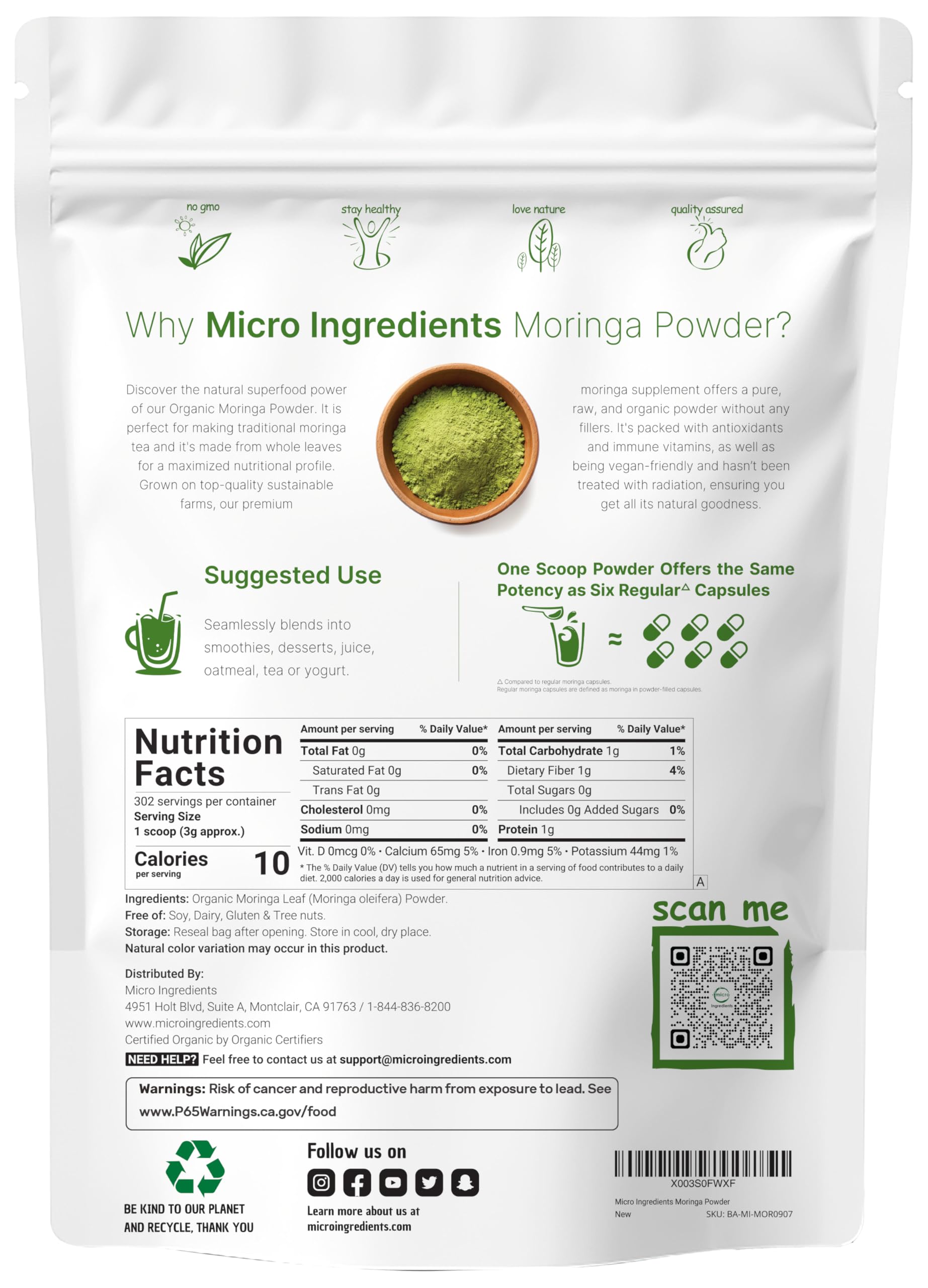 2 lb package of Moringa powder