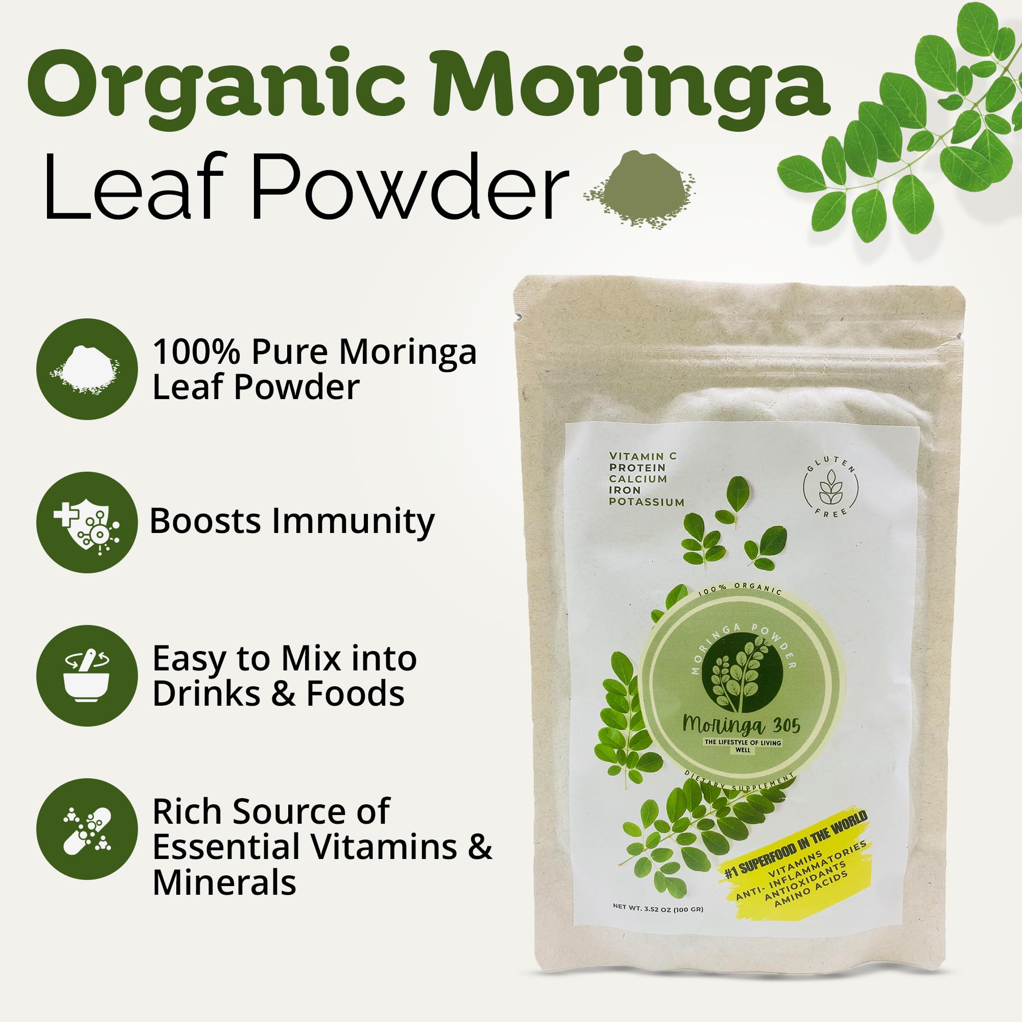 Organic Moringa Powder sourced from Ecuador farms