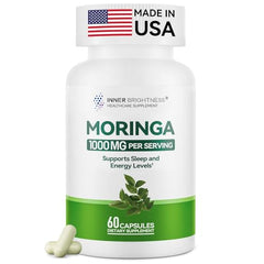 Front view of Moringa Capsules 1000mg bottle