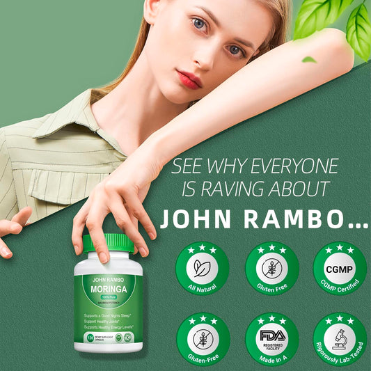 Back label showing nutrition information for Moringa capsules