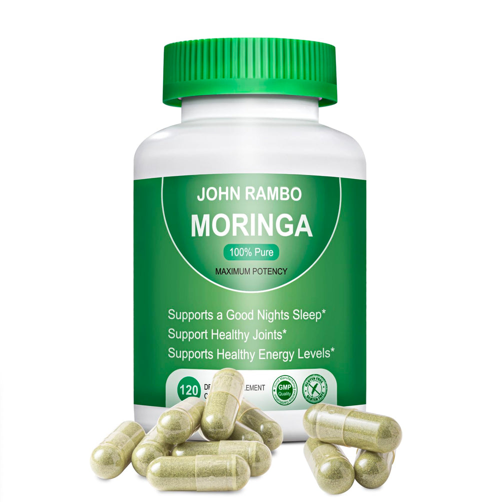 Front view of Moringa Capsules bottle 1200 mg