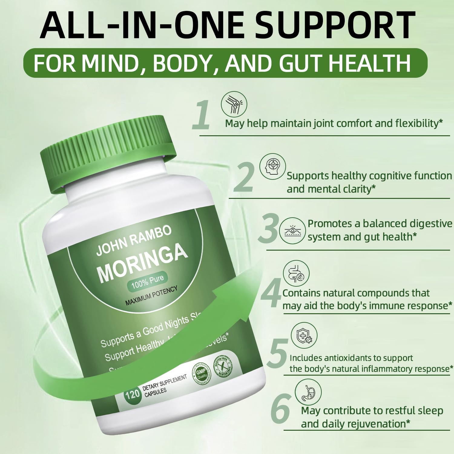 Ingredients panel close-up for Moringa capsules
