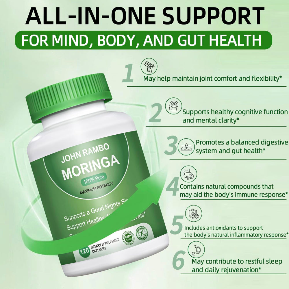 Ingredients panel close-up for Moringa capsules