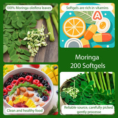 Close-up of Moringa powder and capsules