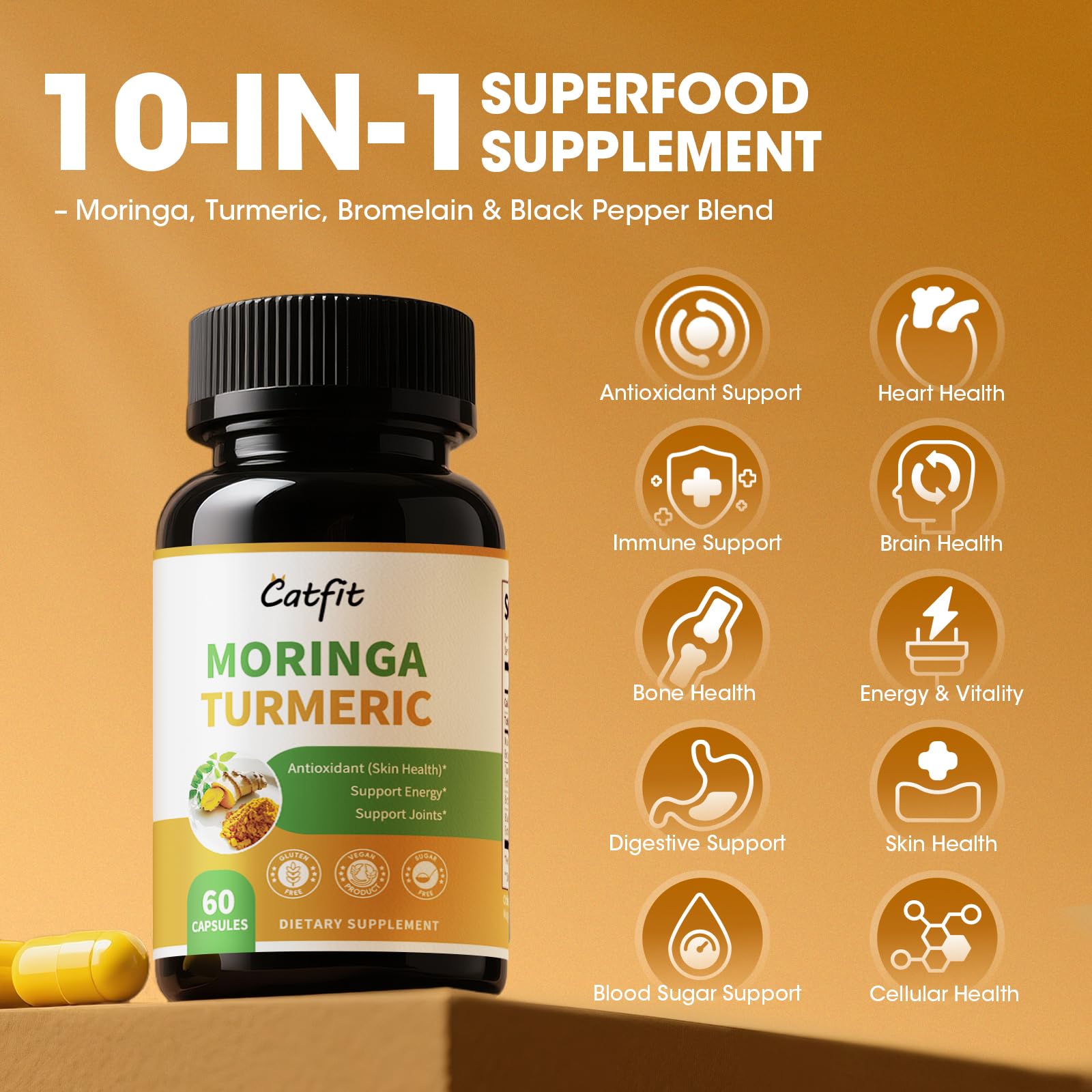 Capsules featuring turmeric, bromelain, and black pepper for enhanced absorption