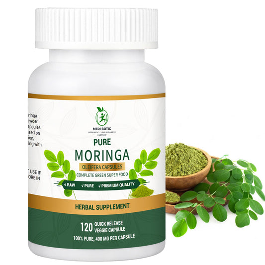 Front view of Moringa Capsules 800mg bottle