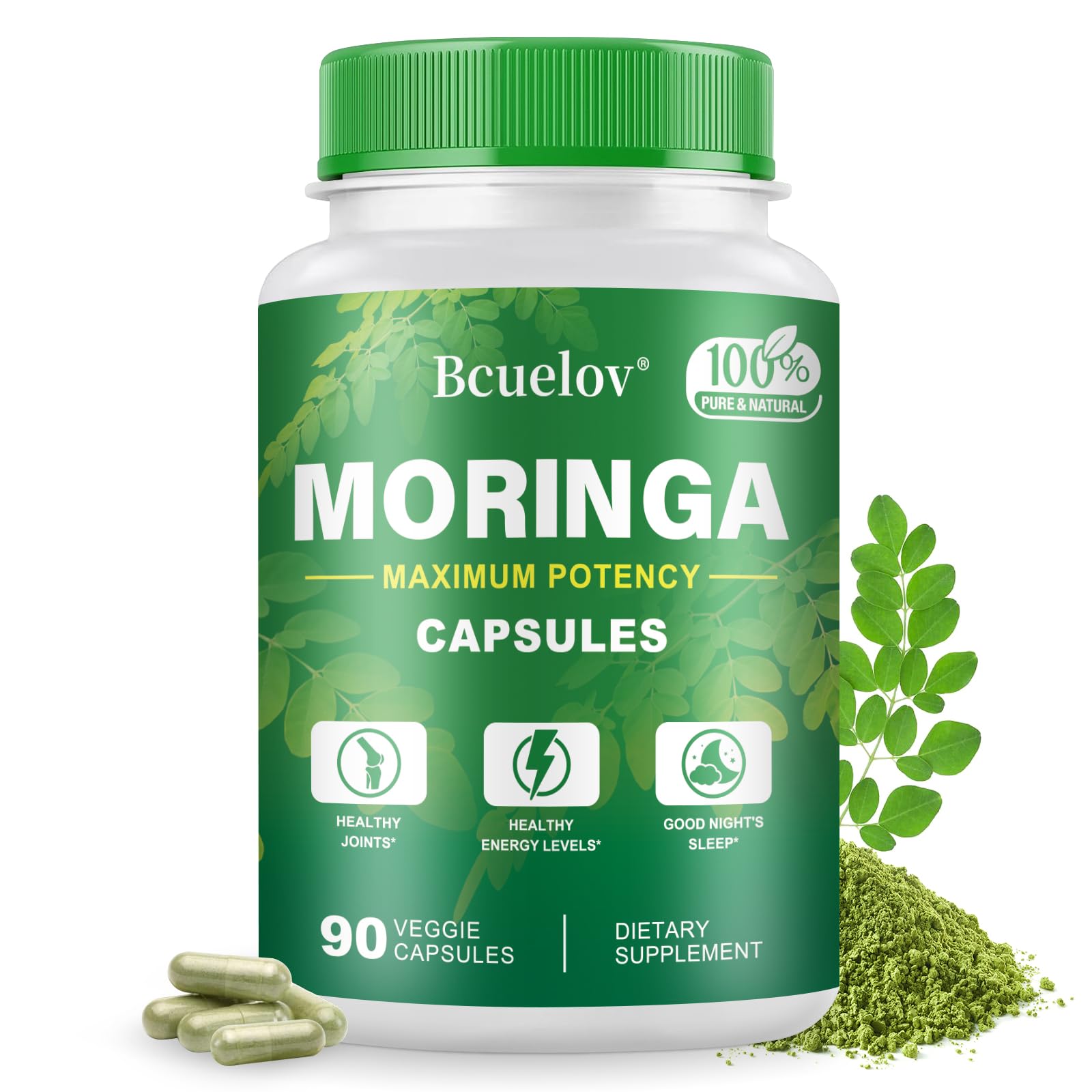 Moringa Capsules 800mg bottle and label