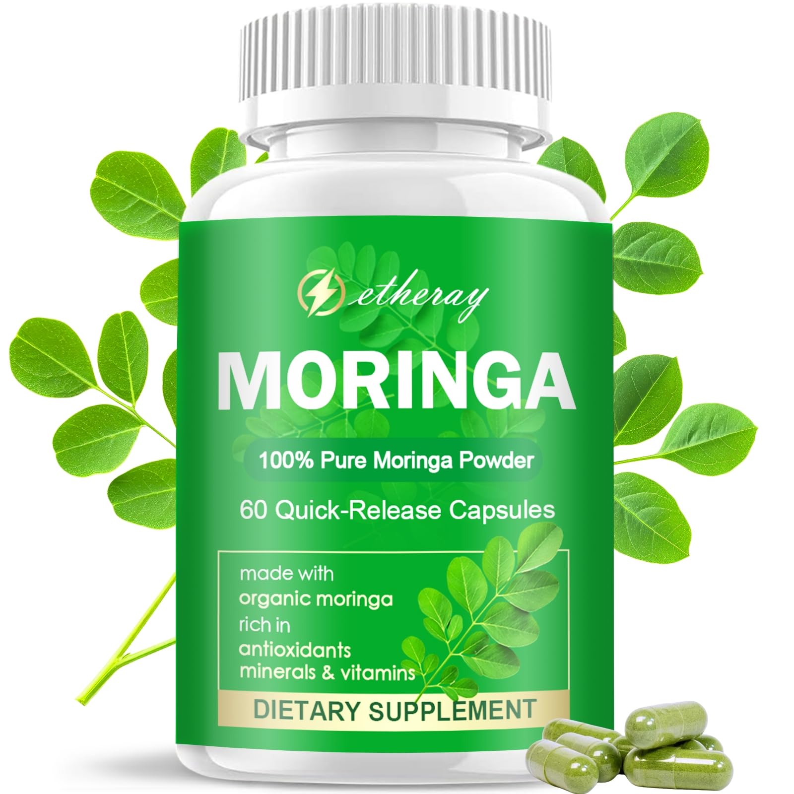Moringa Capsules bottle showing 60 capsules