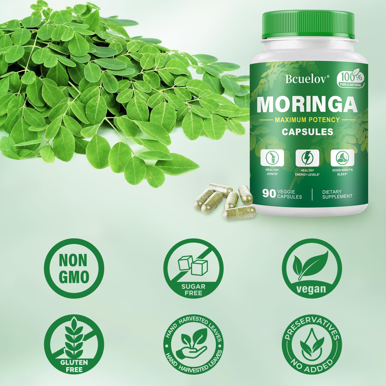Energy-boosting Moringa capsules lifestyle shot