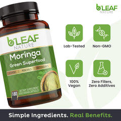 Moringa capsules ingredient panel