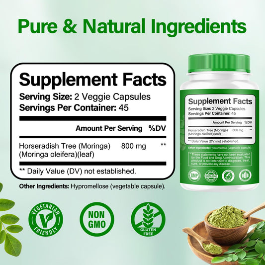 Product packaging for Moringa capsules