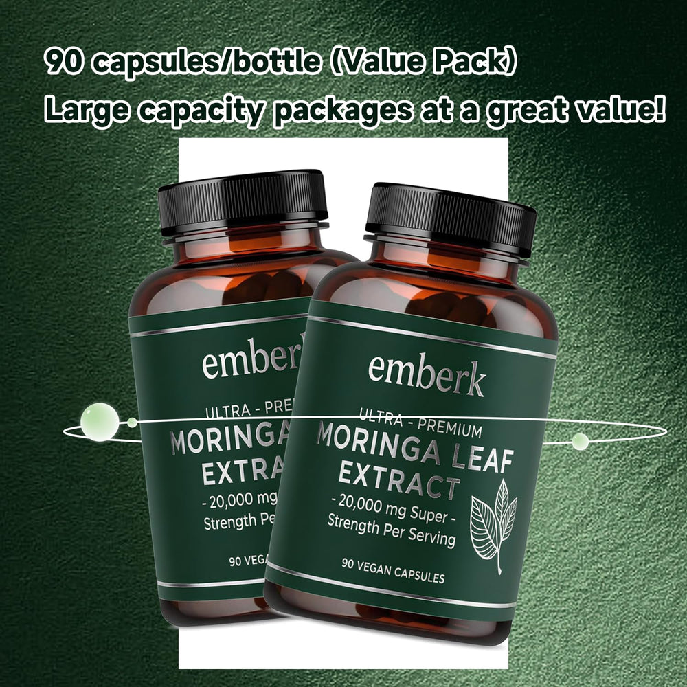 Non-GMO vegan moringa capsules, 90-count bottle