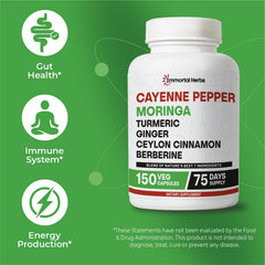 Moringa, cayenne pepper, turmeric and ginger ingredients visualization