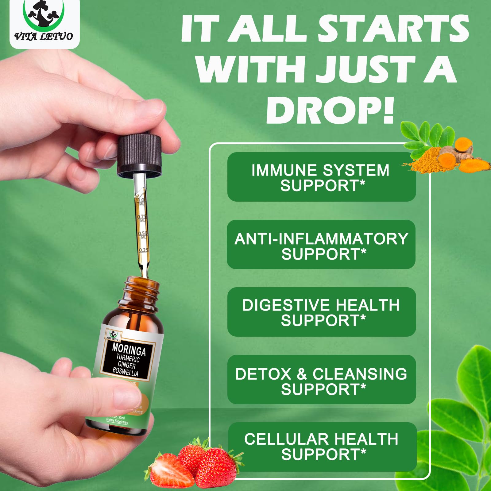 Ingredients: moringa, turmeric, ginger and boswellia