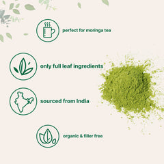 Moringa leaf powder bottle and label