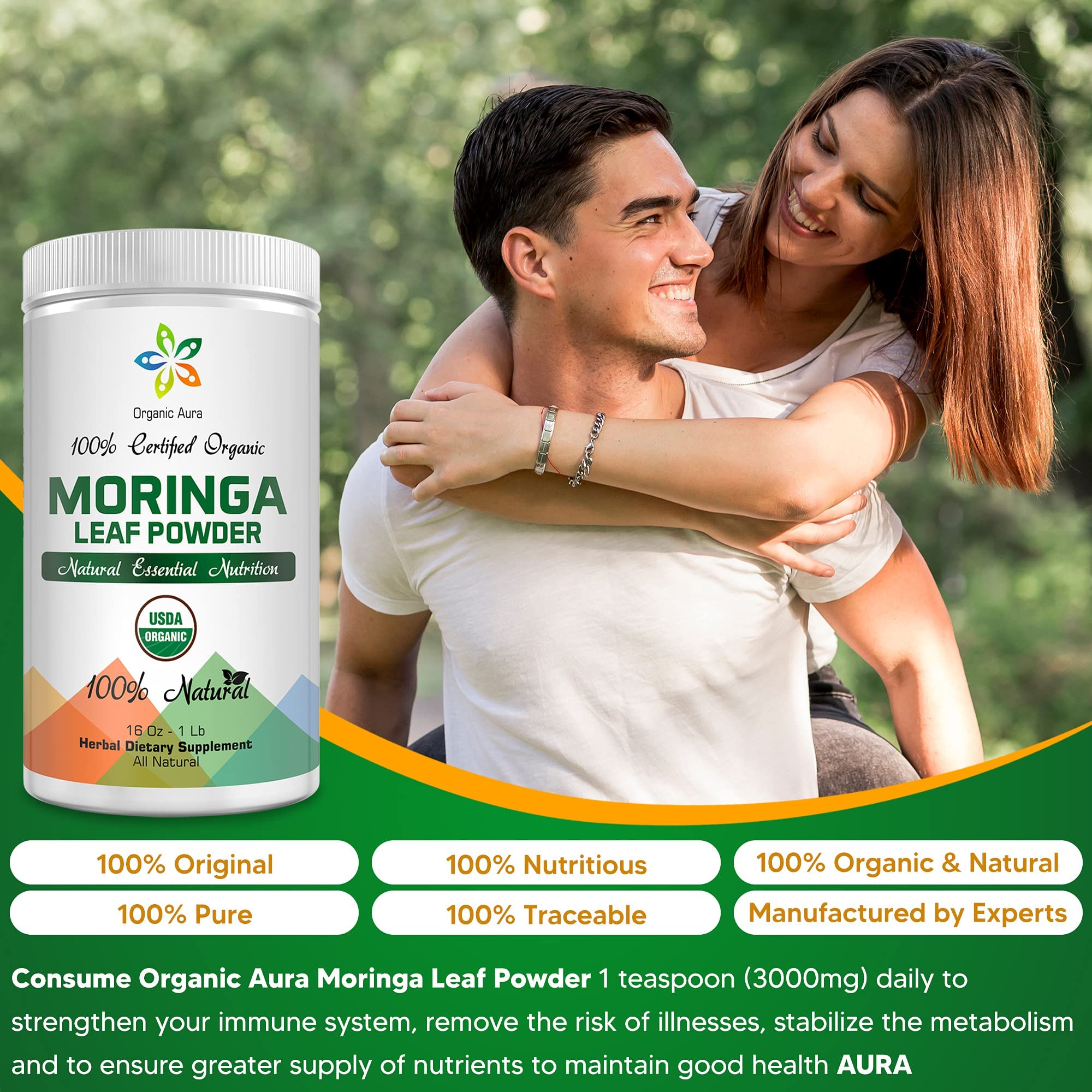 Glass of water with moringa powder dissolved