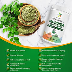 Moringa leaf powder added to a smoothie