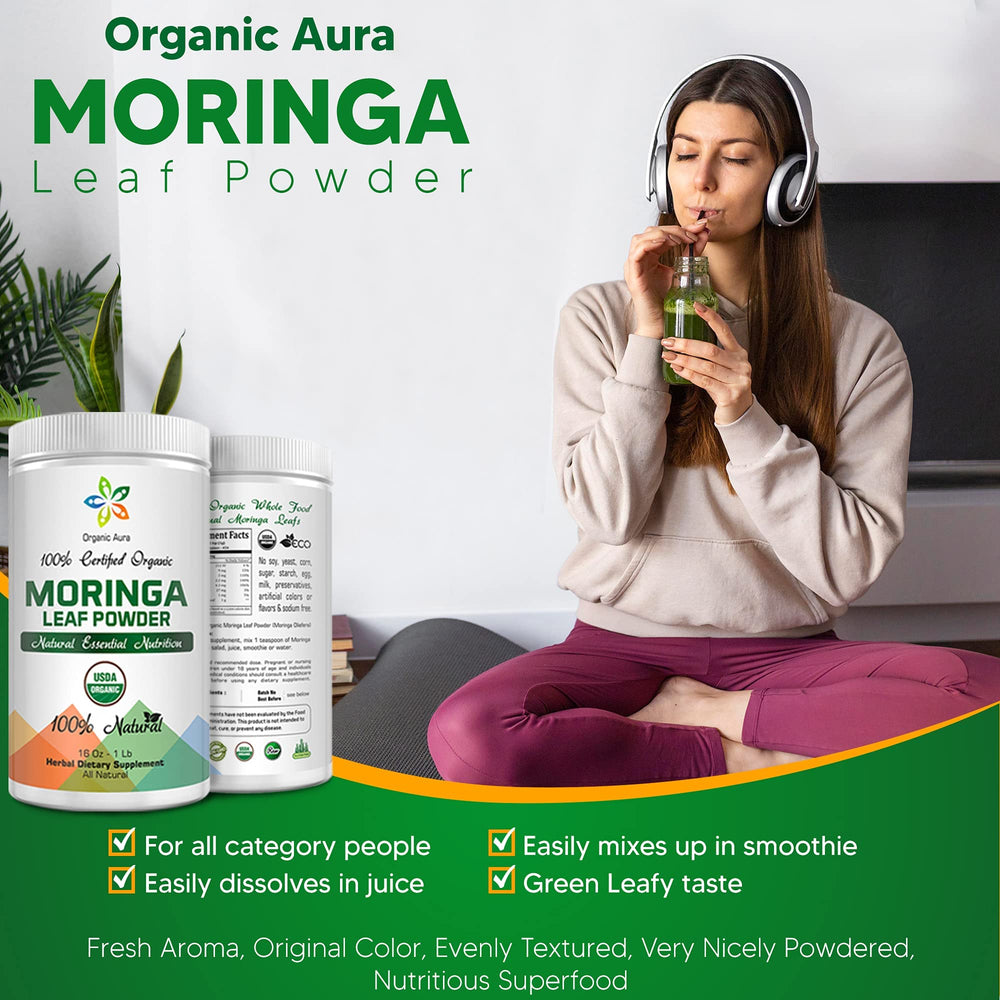 USDA Organic certification label on moringa powder packaging