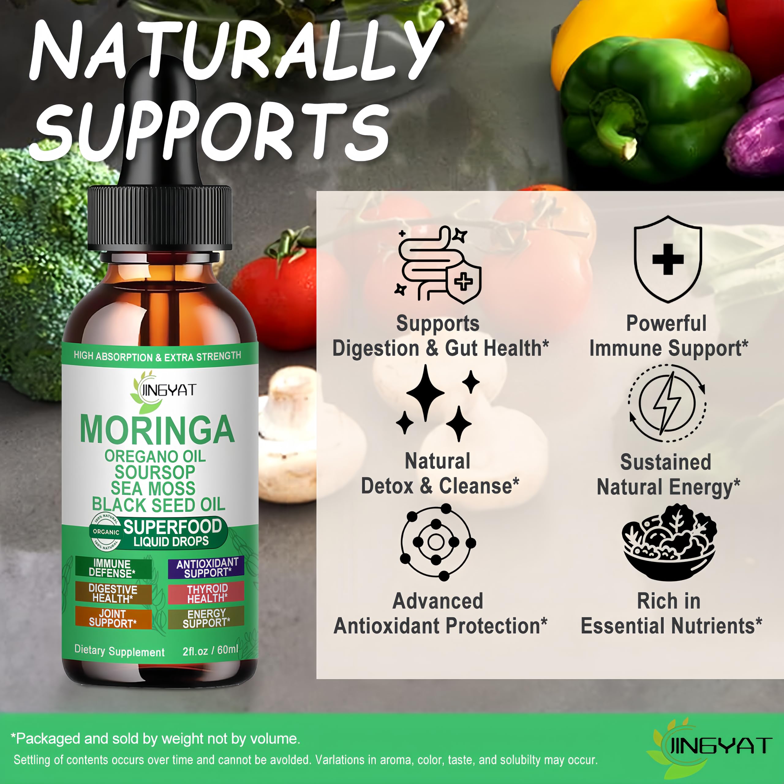 Non-GMO label and product packaging for Moringa Complex Drops