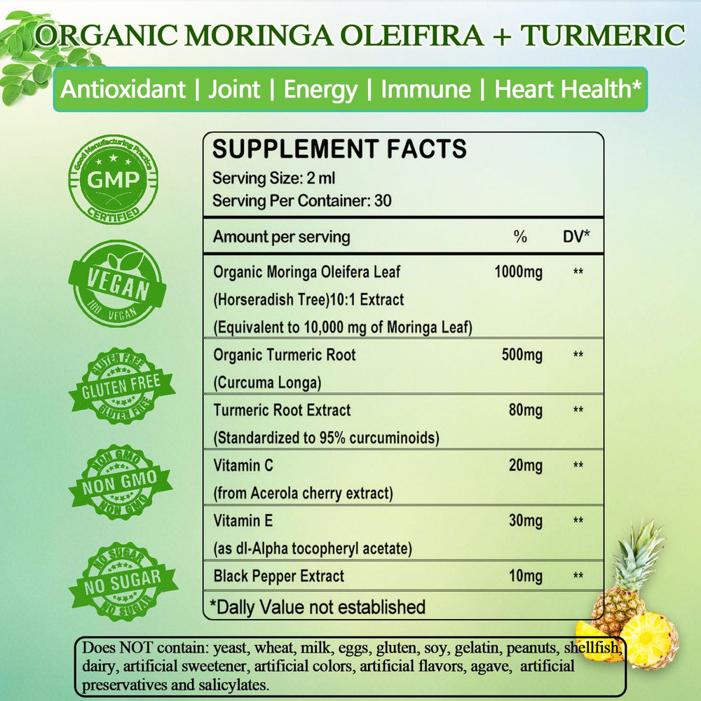 Liquid Moringa drops demonstrating fast nutrient absorption